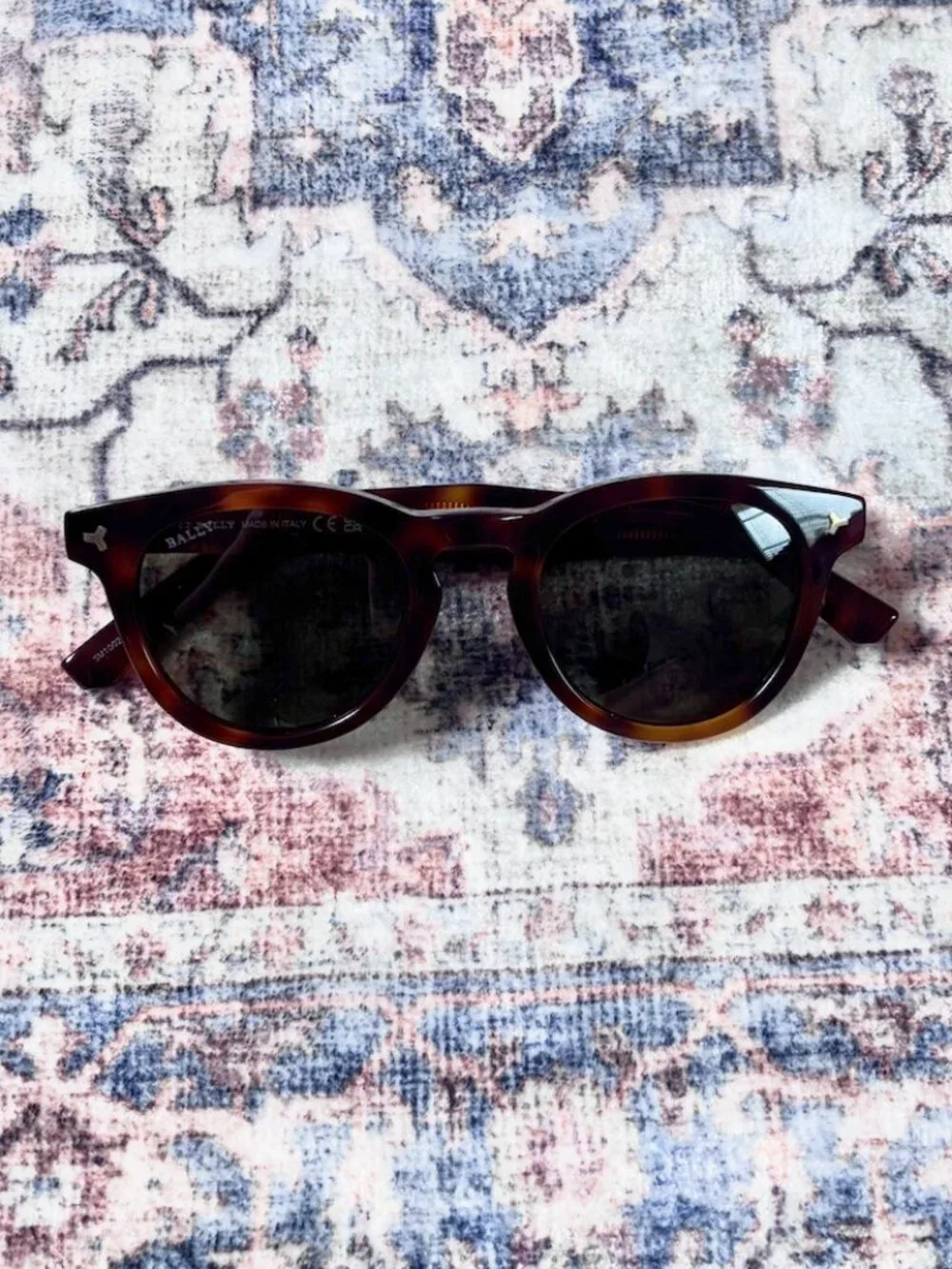 BALLY Shiny Classic Havana Sunglasses with Green Lens